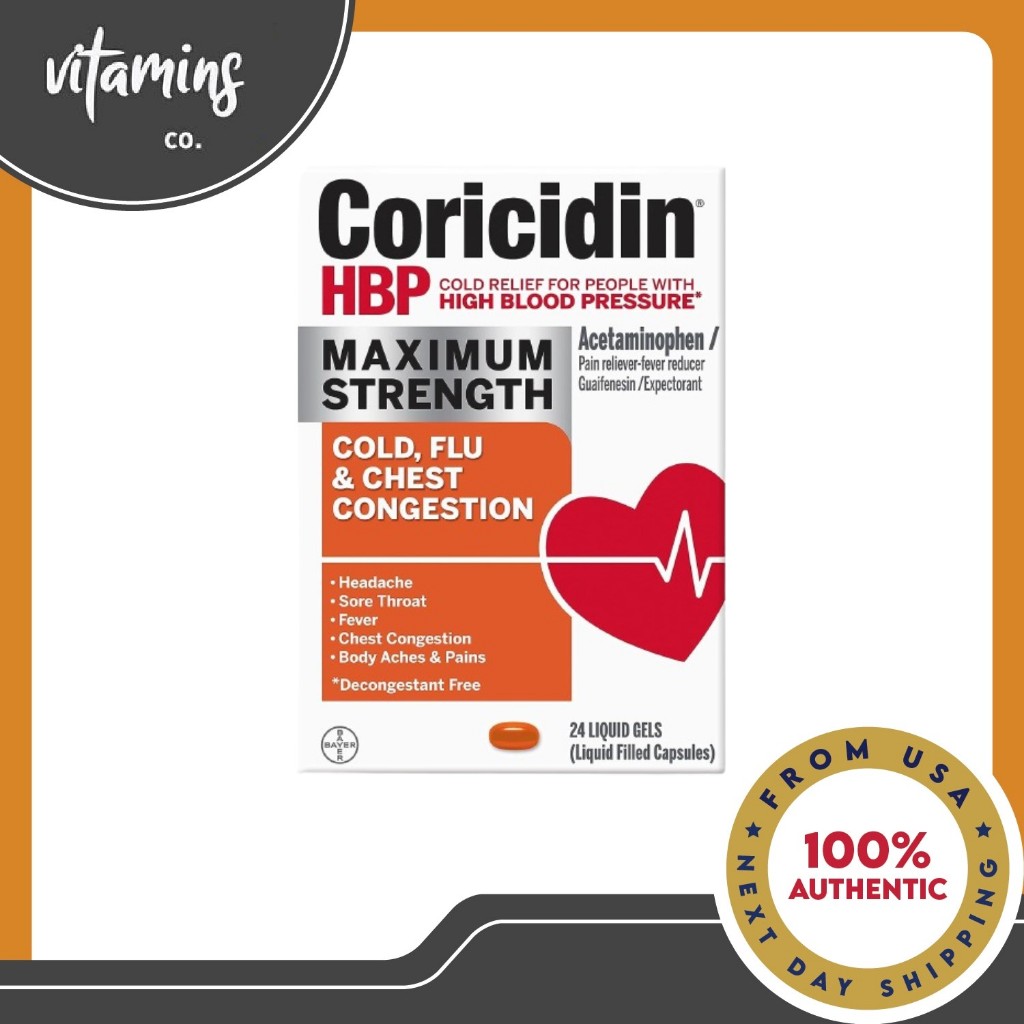 Coricidin Cold, Flu & Chest Congestion for People with High Blood ...