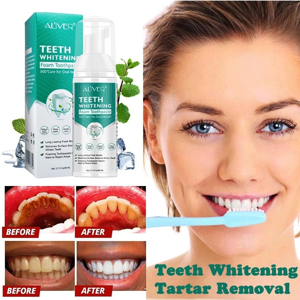 Teeth Whitening Mousse Toothpaste Remove Plaque Oral Odor Cleansing ...