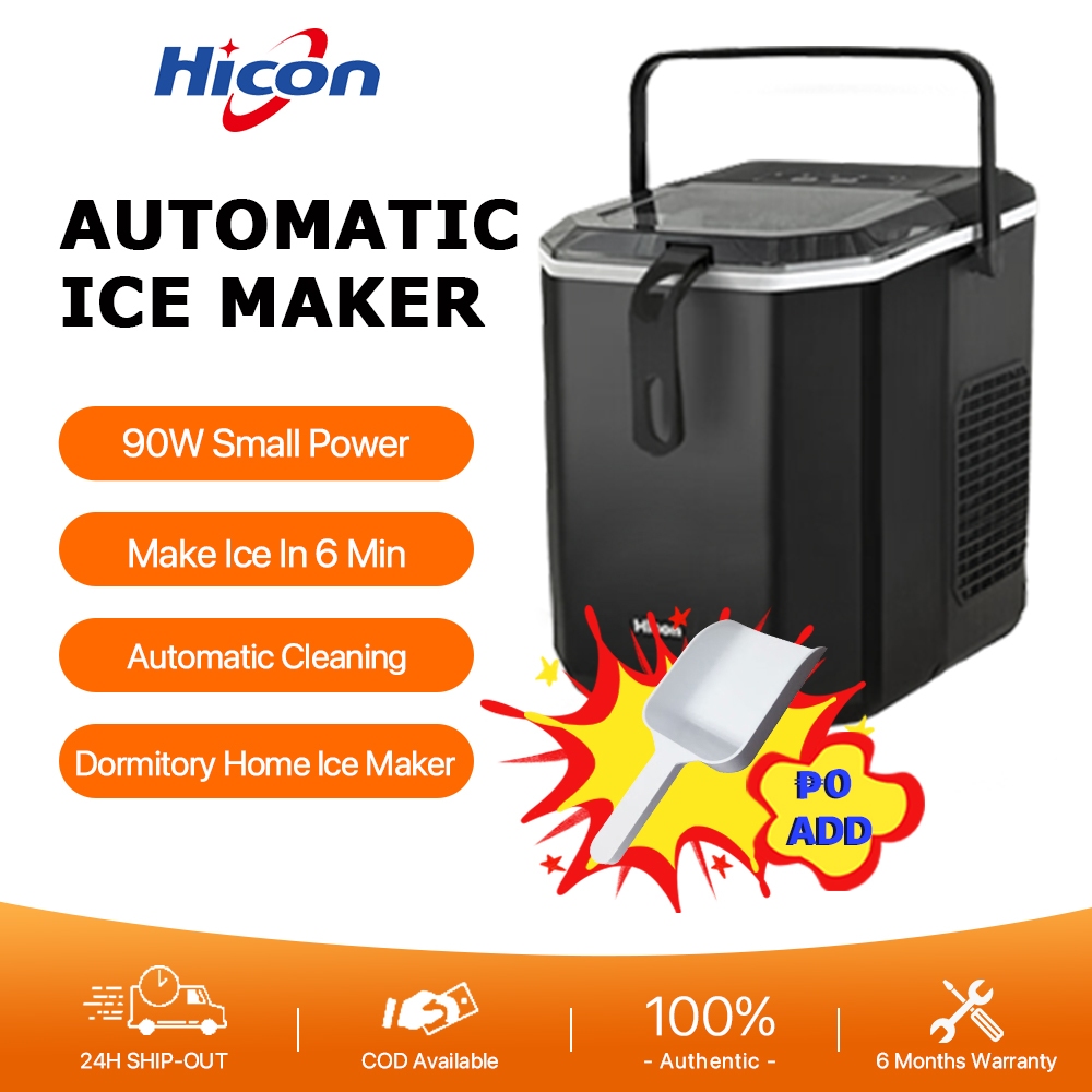 Hicon Portable Ice Maker Machine Double handle Automatic Cleaning Mini