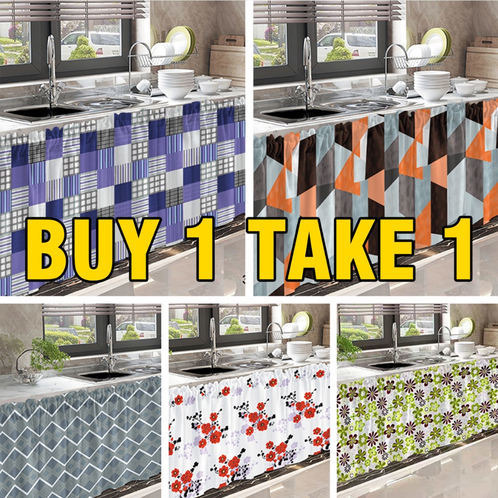 2pcs New Kitchen Lababo Curtain Short Curtain Kitchen Tiers Cabinet ...