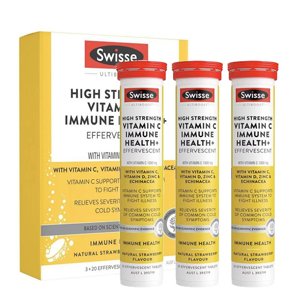 Swisse High Strength Vitamin C Immune Health 60 Tablets (Effervescent ...