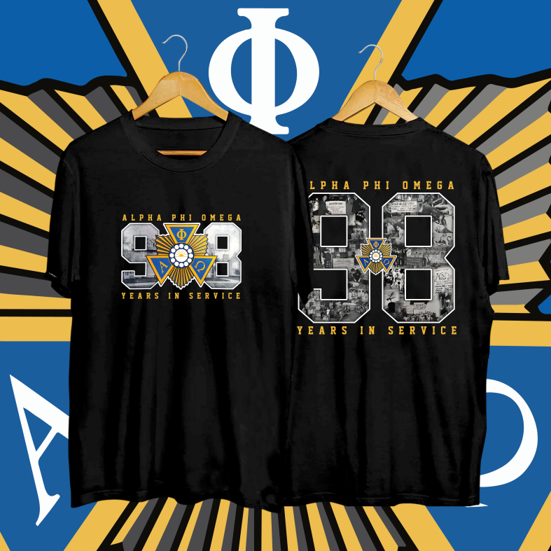 Loose Clothing T Shirt Alpha Phi Omega With Free Sticker INTERNATIONAL FOUNDING ANNIVERSARY 1925 T