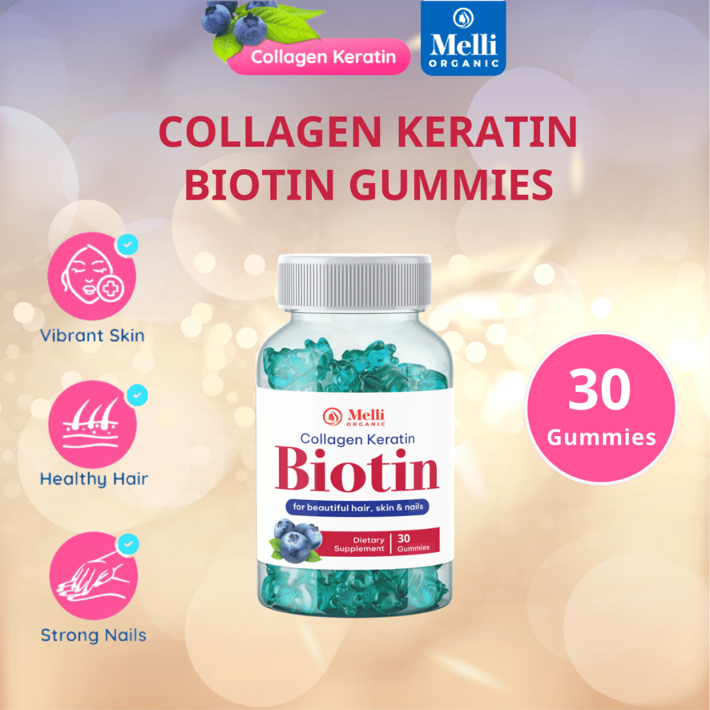 Collagen Keratin Biotin Gummies Melli Organic For Strong Nail Healthy Hair And Vibrant Skin 9328