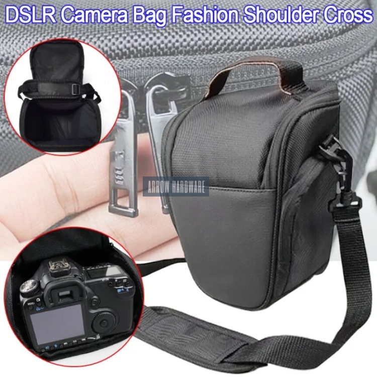 Water-reisitant Nylon DSLR Cross Body Camera Bag - Khaki