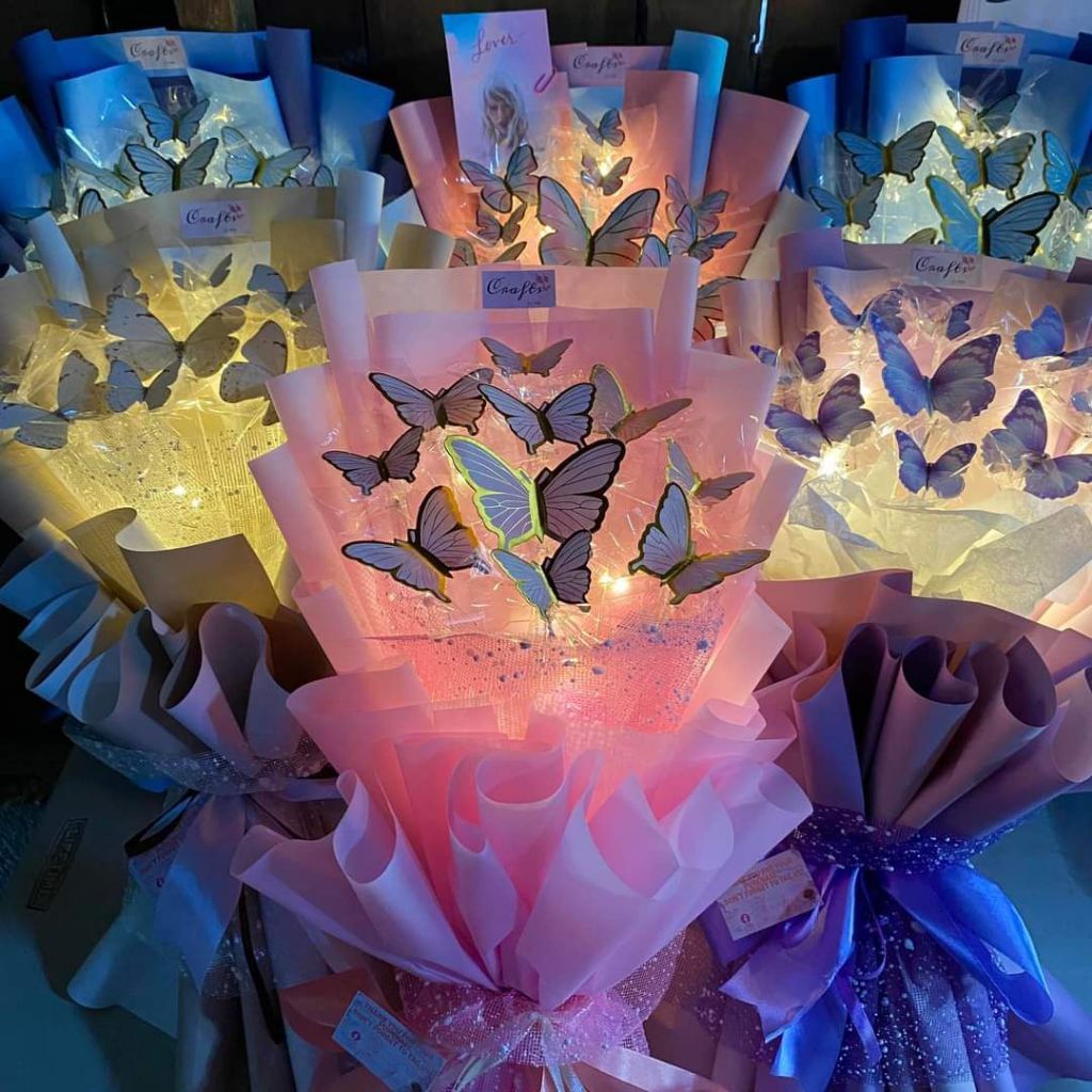 10/11PCS 3D Colored Dessert Topper Cardboard Party Decoration Butterfly ...