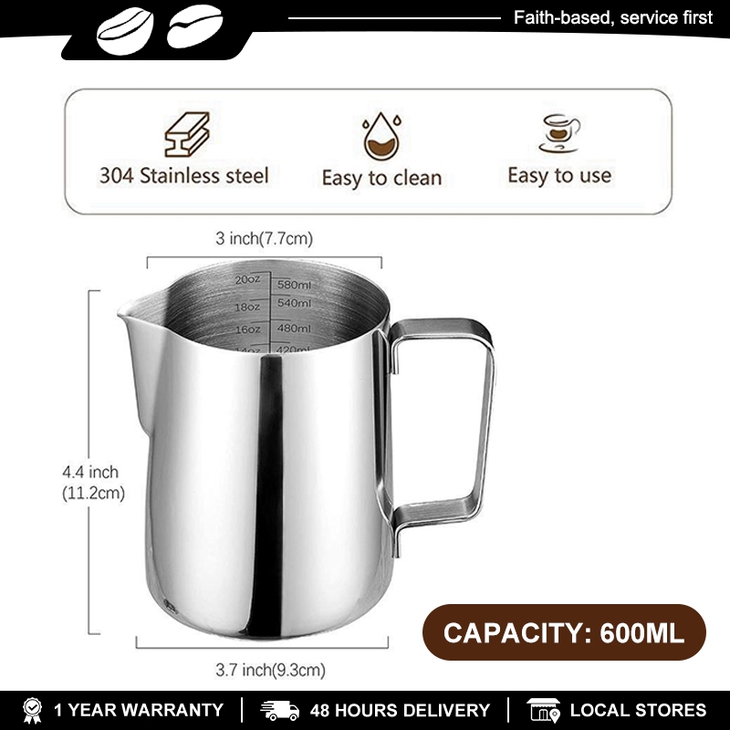 350Ml 600Ml Coffee Pitcher Stainless Steel Milk Frothing Jug Latte