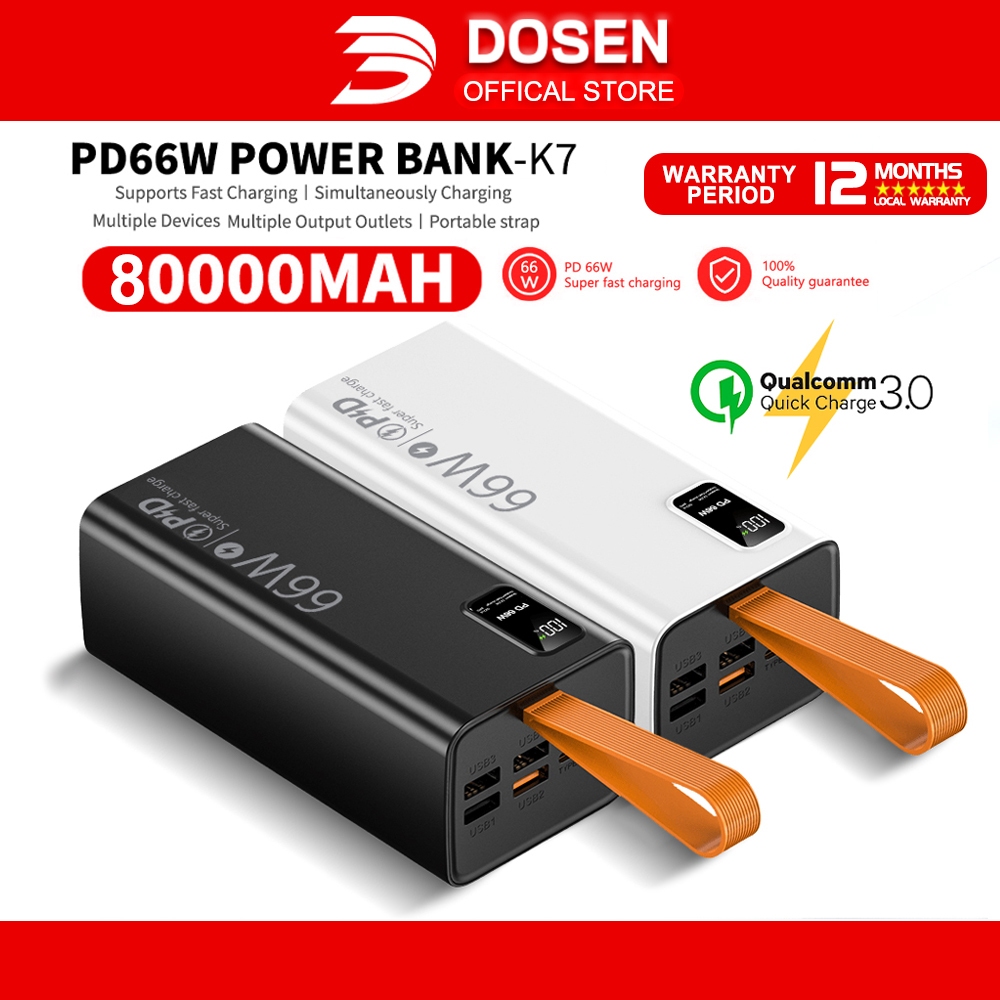 DOSEN Original PowerBank Fast Charging PD66W 80000MAH output Fast ...