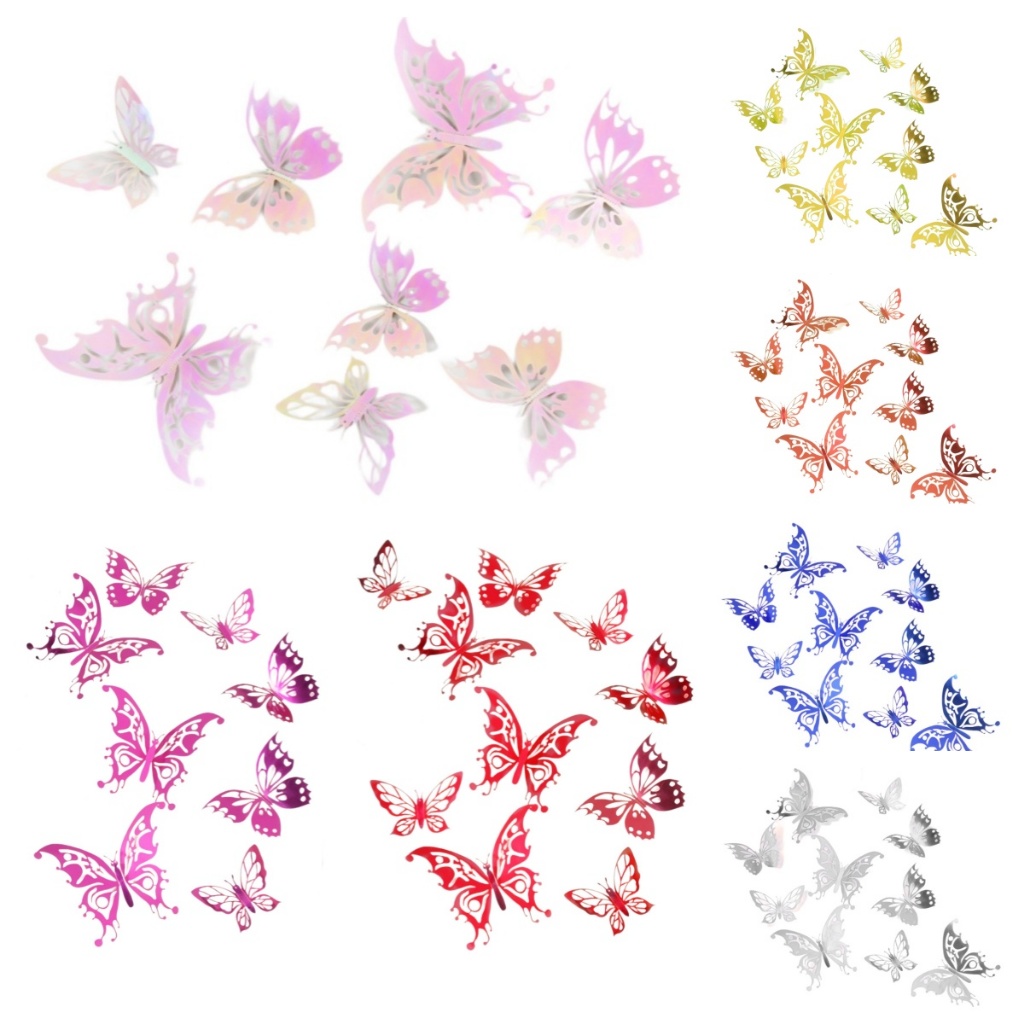 12pcs Butterfly Sticker Balloon Arch Wall Sticker Decorations ...
