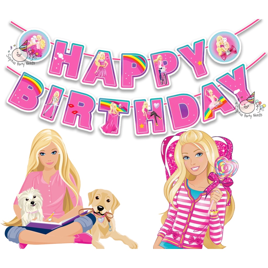 Happy Birthday Banner Barbie Design Shopee Philippines