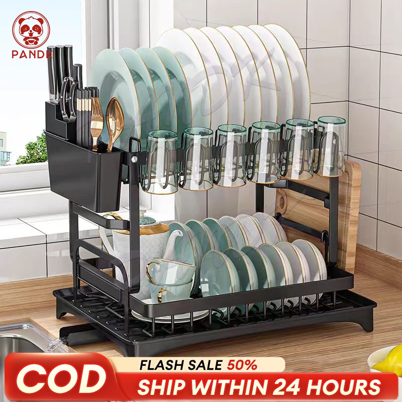 Collapsible Dish Rack Plate Organizer Dish Drainer Rack Set Metal Dish ...