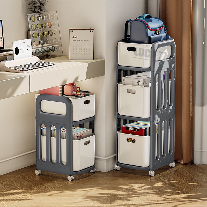 YOYO Under the Table Storage Rack with Wheel Deskside Bookshelf Floor ...