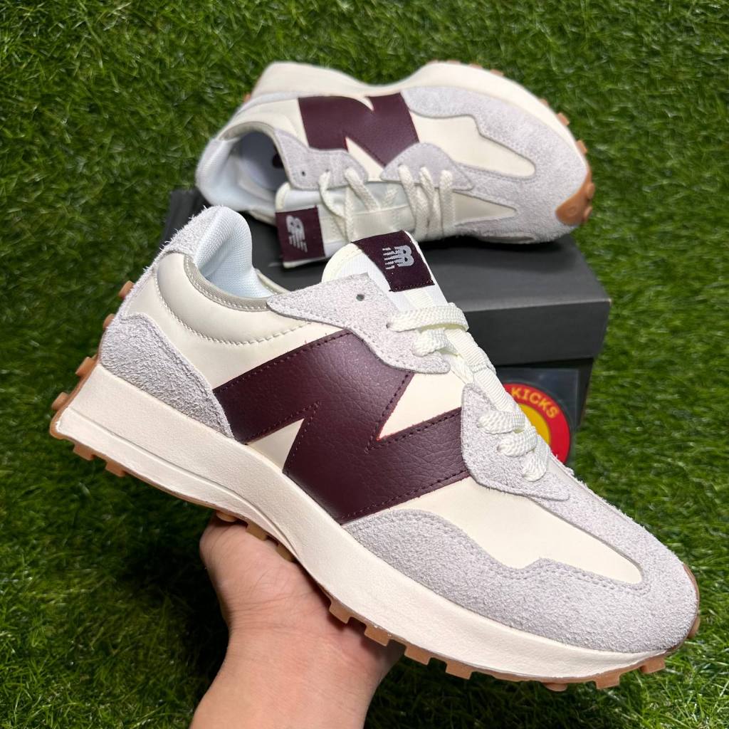 NEW balance 327 MOONbeam classic burgundy W/FREE socks and paper bag Shopee Philippines