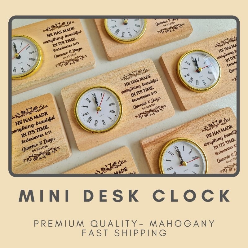 PREMIUM MATERIAL- Mahogany MINI WOODEN DESK CLOCK (3 WAYS) WITH STAND ...