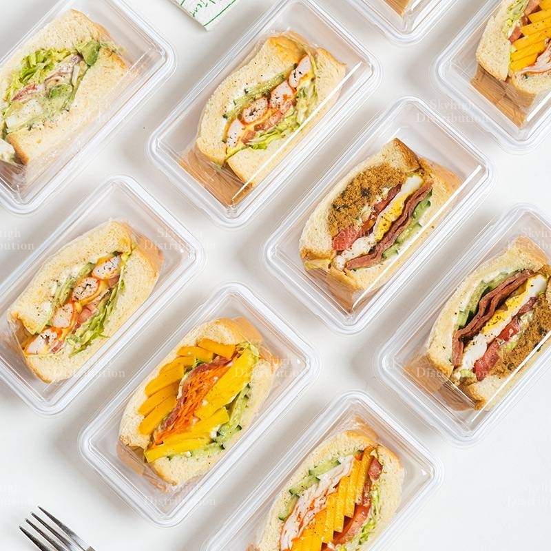 10pcs White Rectangular Transparent LID Sandwich Box Pastry Dessert ...