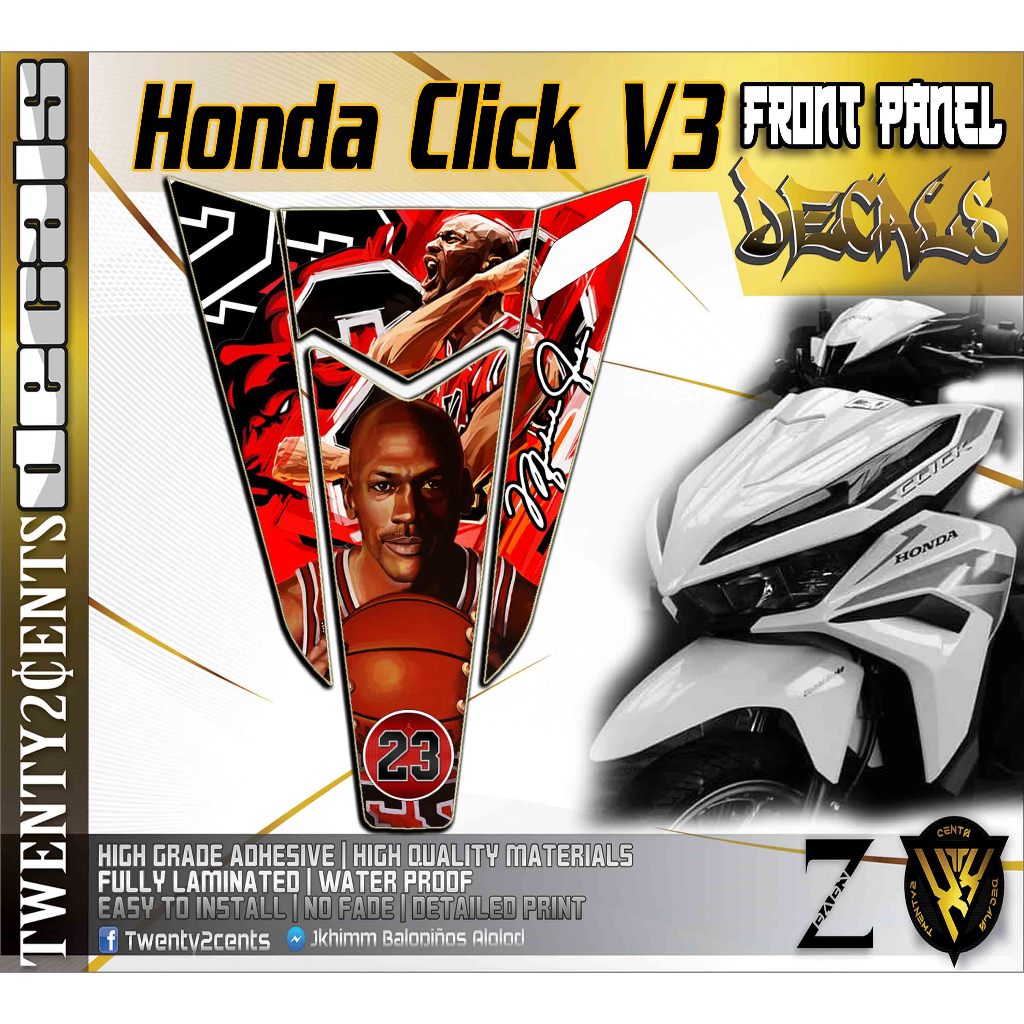 honda click V3 game changer front panel High-Quality Decals and ...