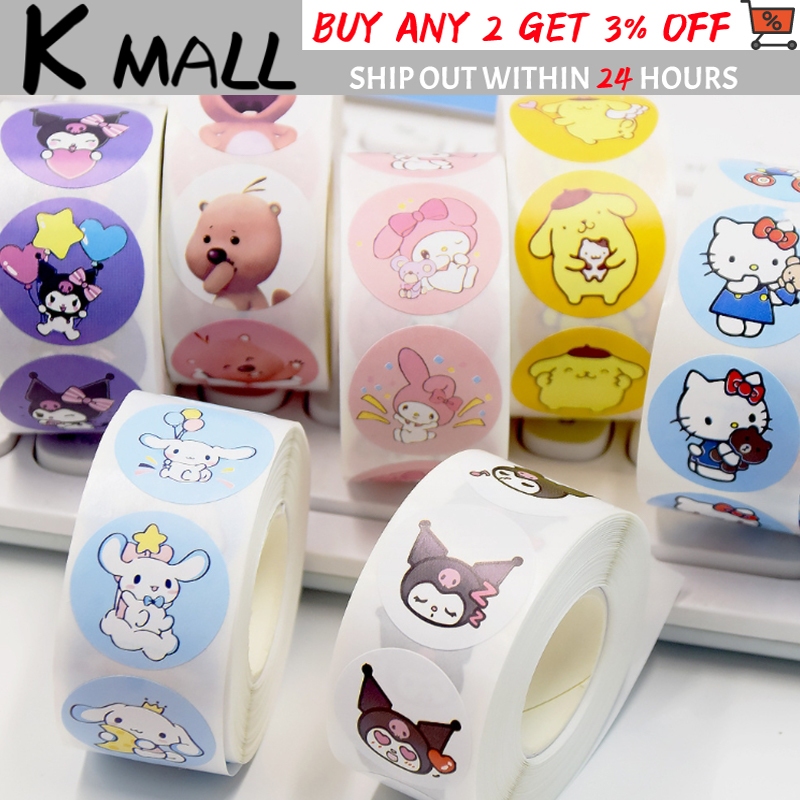 500Pcs Sanrio Cartoon Sticker DIY Tape Kuromi Pacha Dog Ania Anime ...