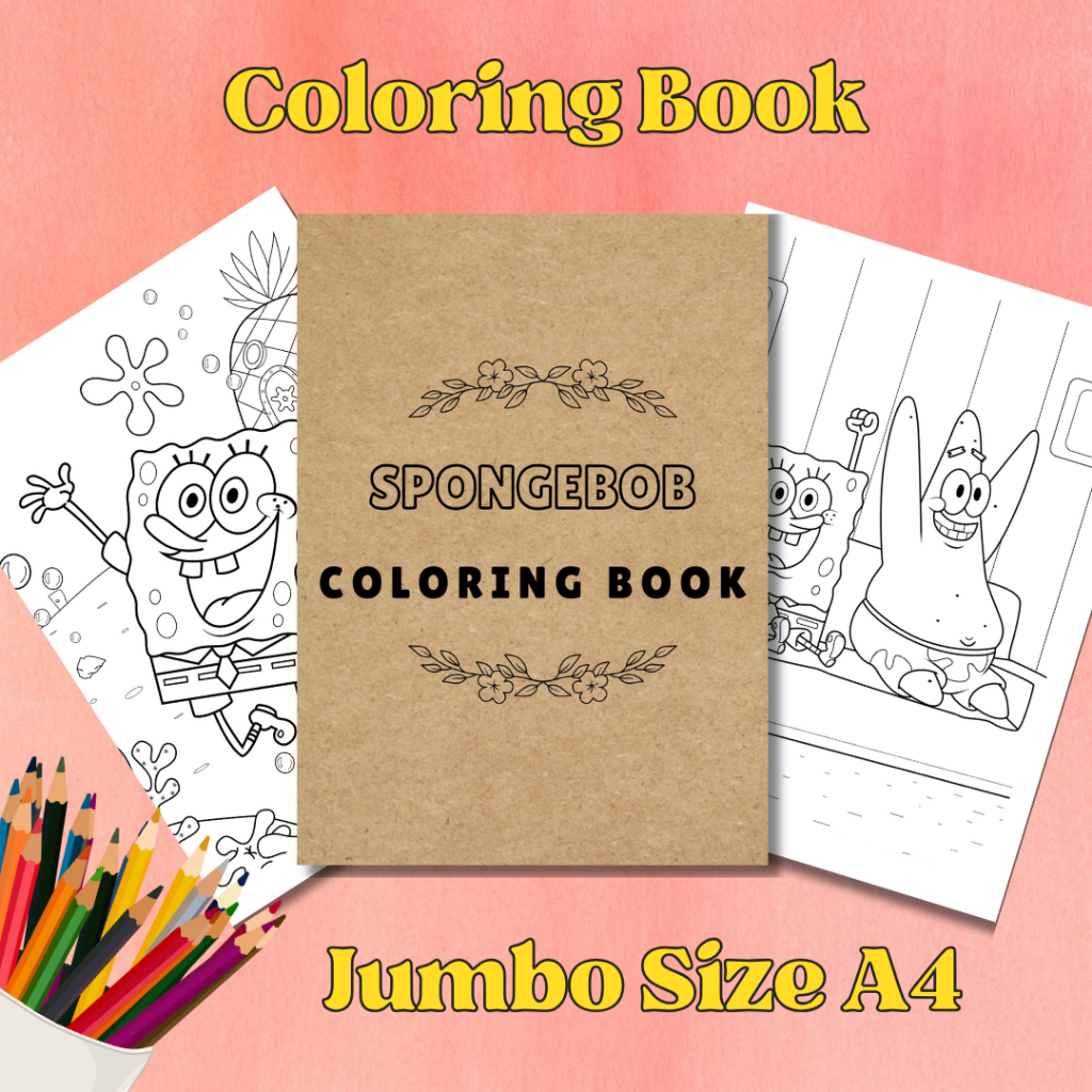 Spongebob Coloring Book Jumbo Size A4 Kids Coloring Book | Shopee ...