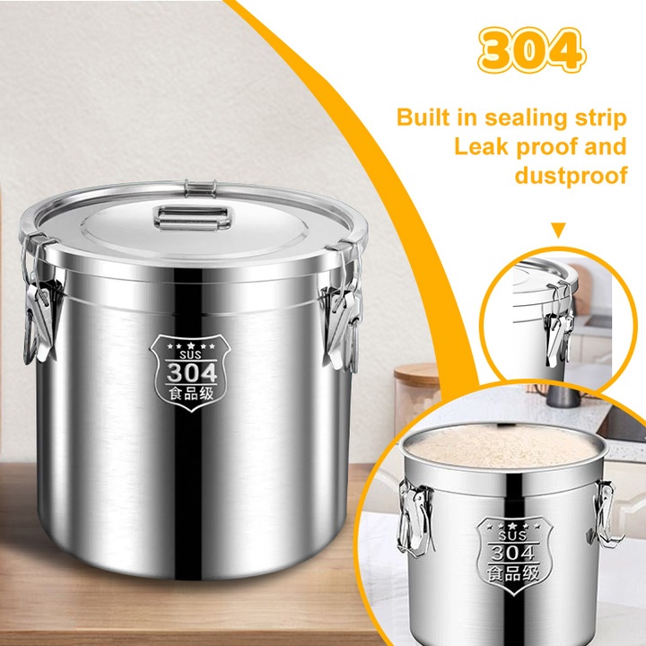 304 metal stainless Steel Rice Dispenser Sealed Food Storage Dispensers