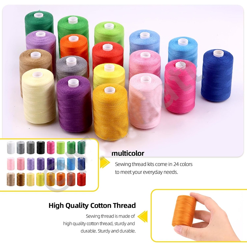 24pcs Sewing Thread 1000 Yards Assorted Colors Polyester Yarn Thread ...