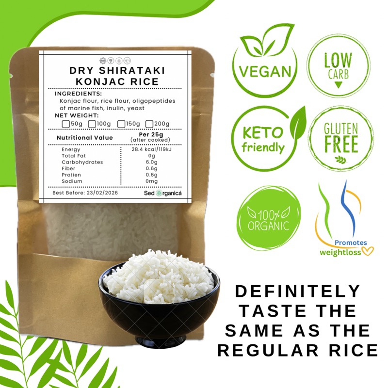 Dry / Dried Shirataki Rice (Organic Konjac from Japan) Best Rice ...