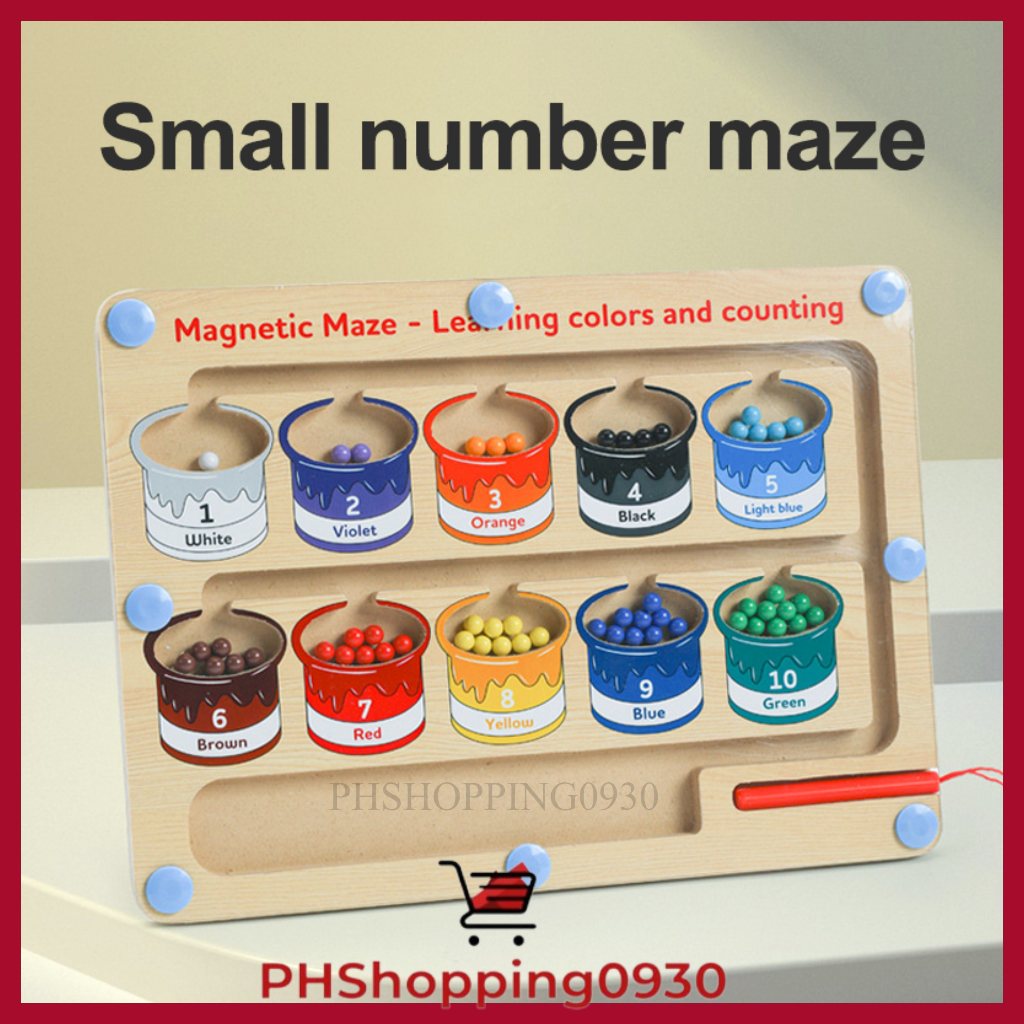Magnetic Color and Number Maze Wooden Magnet Board Puzzle Counting ...