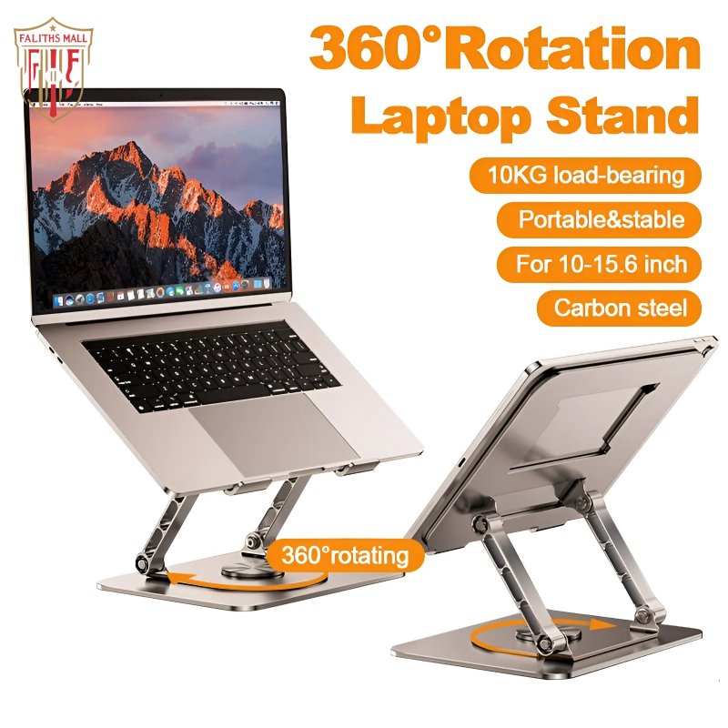 Laptop Stand 360 Rotating Adjustable Aluminum Ergonomic Riser Desktop