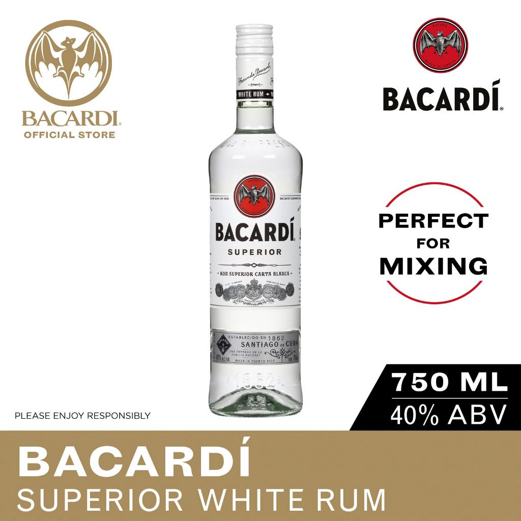 BACARDI Carta Blanca Superior White Rum - 750ml / 75cl, 40% ABV - Aged ...