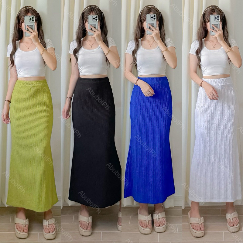 MERMAID LONG Maxi Skirt (Bark Crepe Fabric) | Shopee Philippines