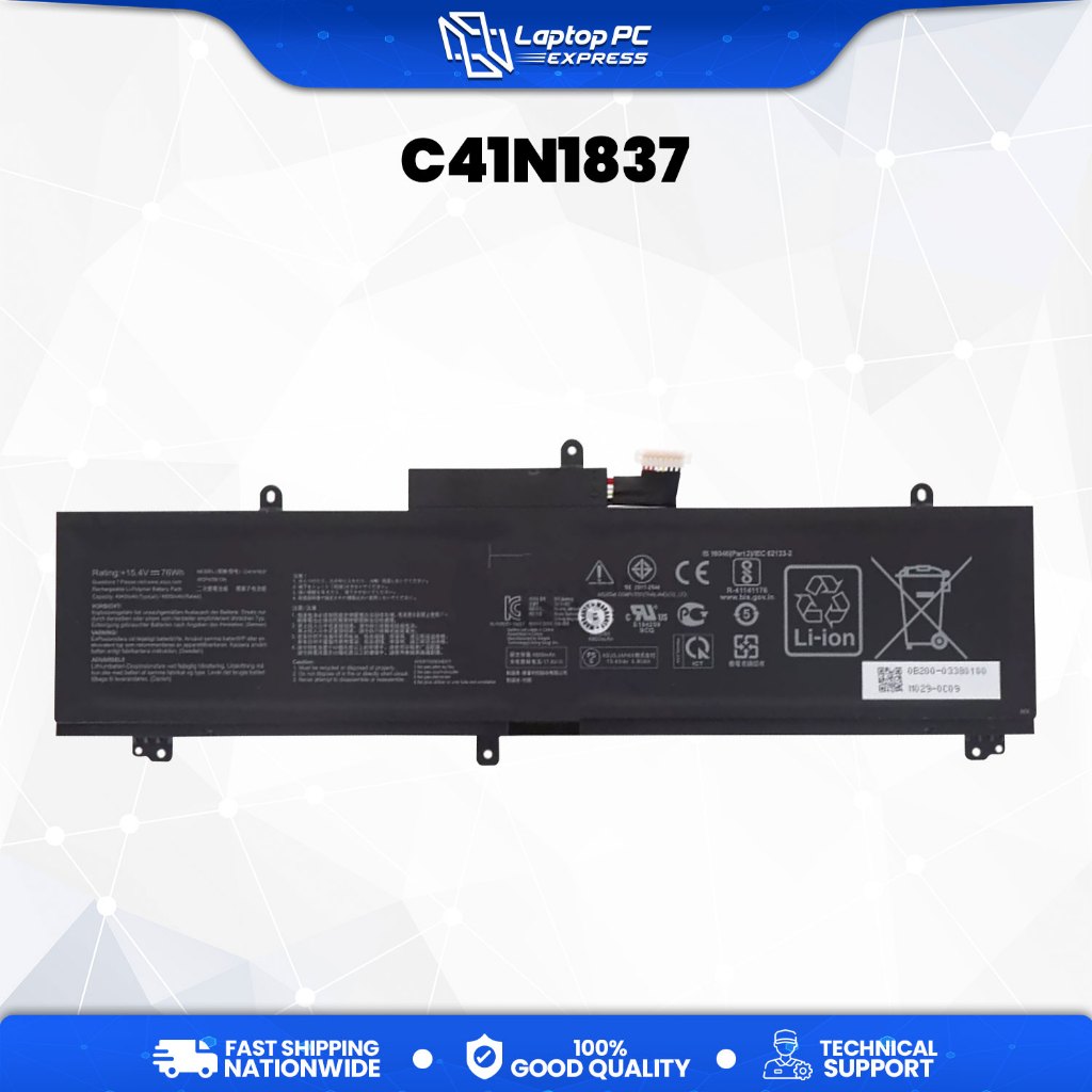 C41N1837 Replacement Battery For ASUS ROG Zephyrus G15 GA502 GU502 GX502 - 76Wh