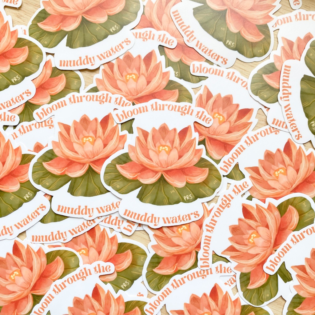 Lotus Flower Vinyl Stickers, Spring Flower Stickers, Cute Stickers ...