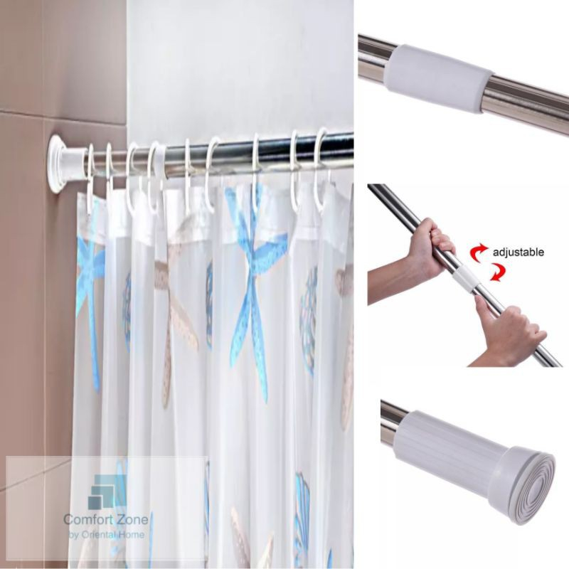 Shower Rod Home Bathroom Adjustable Extendable Stainless Aluminum Rod ...