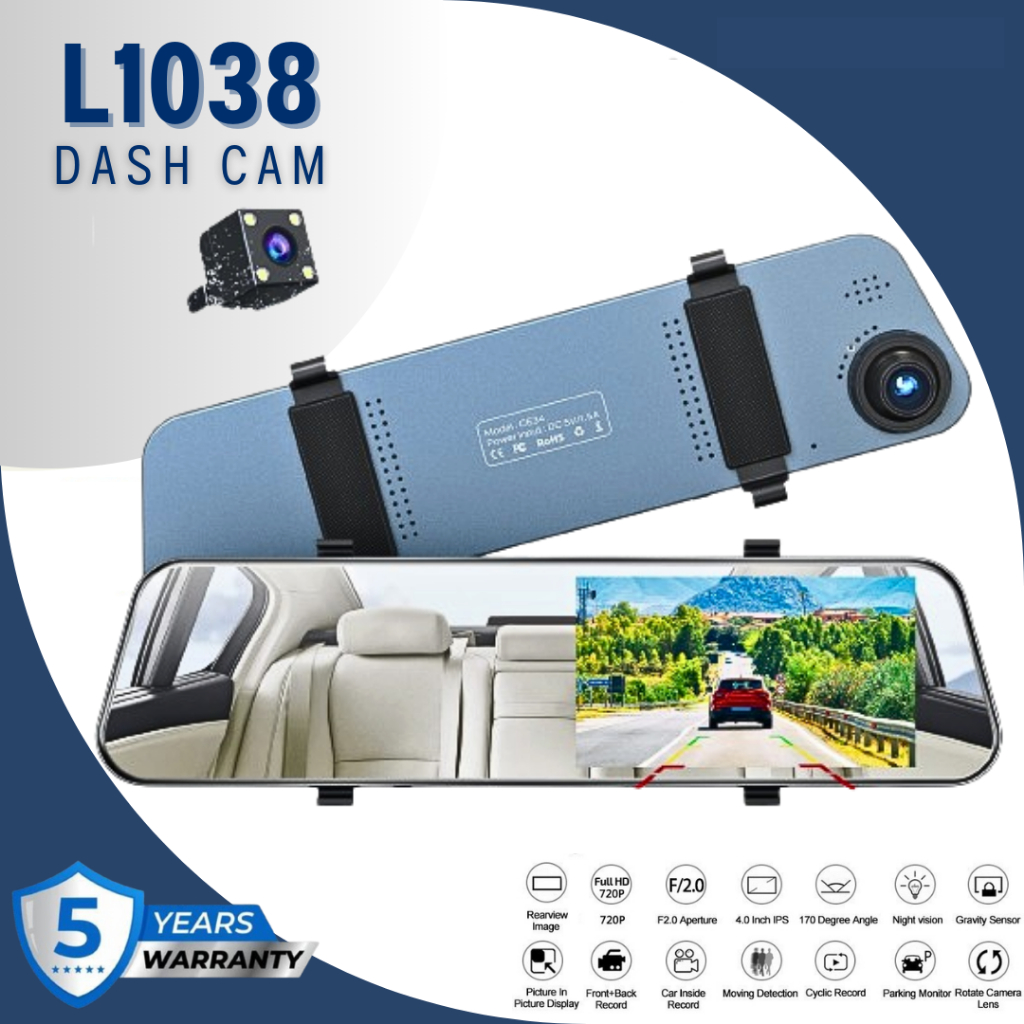 ETTRO Dash CamL1038 Pro 4k WIFI Car Dvr Camera 9.66 Inch Streaming Rear ...