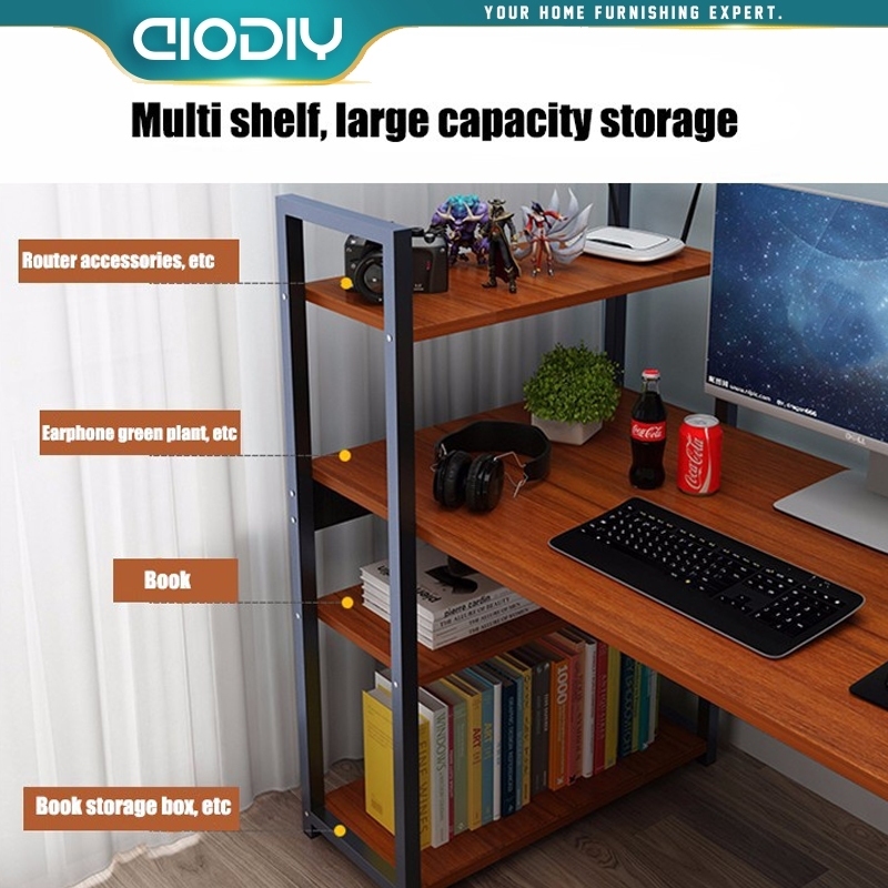 120/90cm Computer Table with Shelves Office Table with Drawer Work Desk ...