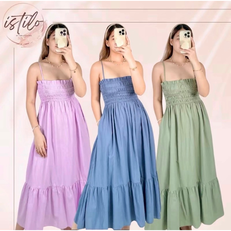 AMELIA MAXI PLAIN DRESS WITH 1-SIDE POCKET by Istilo Taytay | Shopee ...