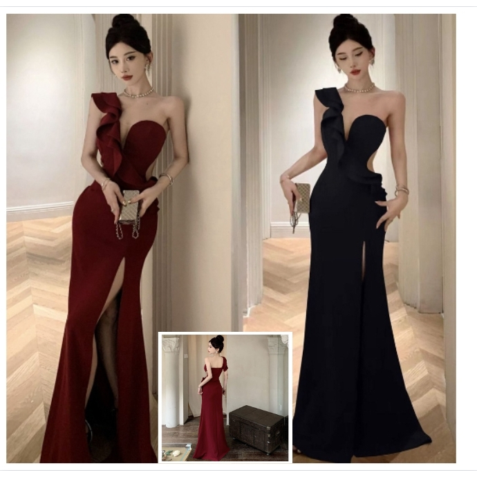 sachin and babi light blue dress Long Sleeves V Neck Burgundy/ Black Prom Dress with High Slit, Burgund –  jbydress