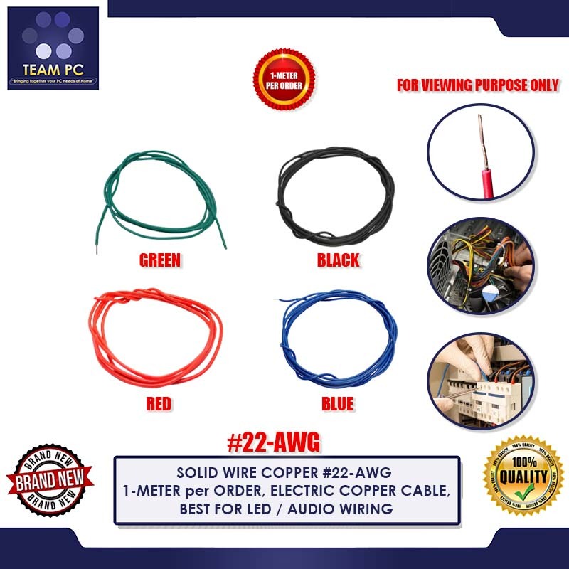 TEAM PC SOLID WIRE COPPER #22-AWG 1-METER per ORDER, ELECTRIC COPPER ...