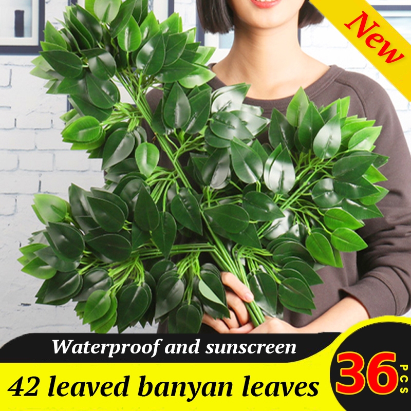 tropical-artificial-banyan-leaves-diy-for-wedding-house-party
