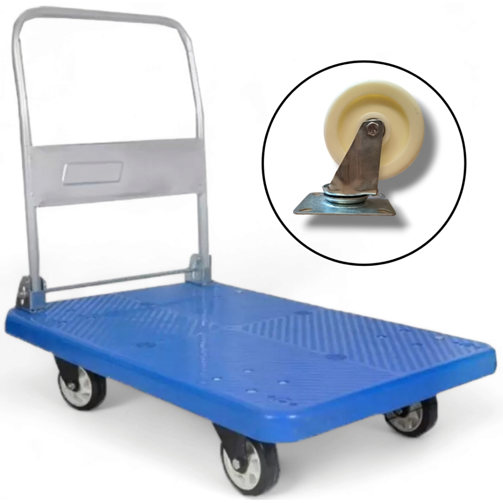 Blue plastic platform trolley 150kg Capacity | Shopee Philippines