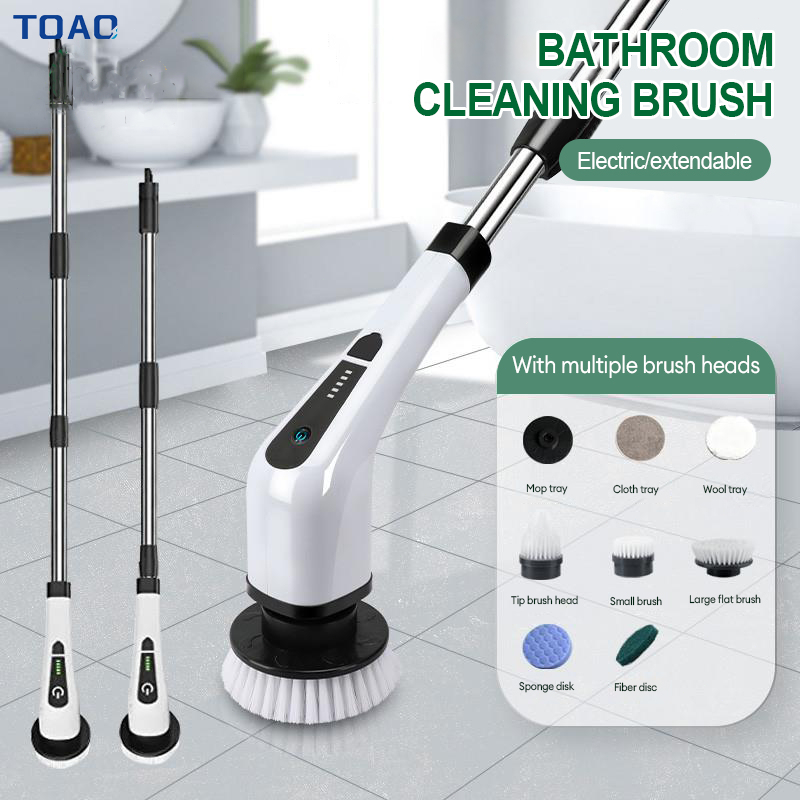 TOAO Rechargeable Electric Brush for Bathroom Cleaning Rotating Floor