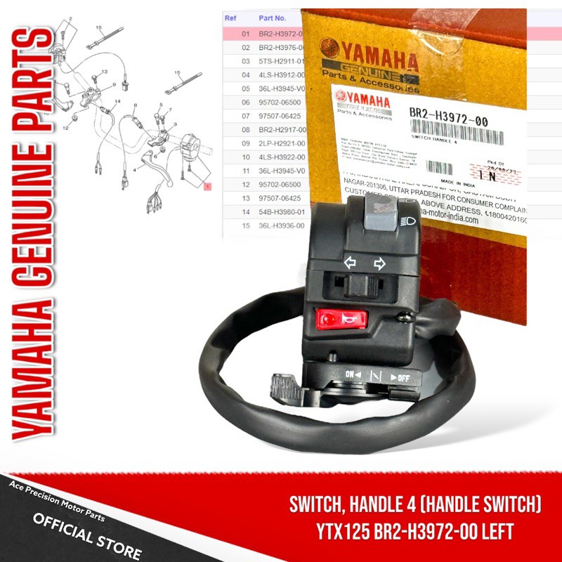 SWITCH, HANDLE 4 (HANDLE SWITCH LEFT) YTX125 BR2-H3972-00 | Shopee ...