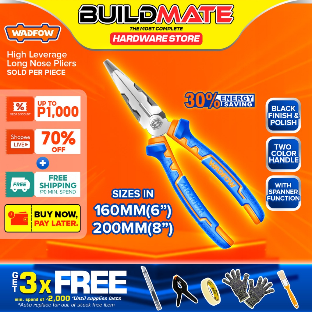 BUILDMATE Wadfow High Leverage Long Nose Pliers 6