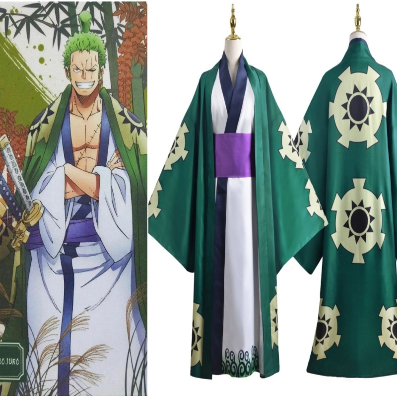 Anime One Piece Wano Country Adult Roronoa Cosplay Costume Cloak Robe ...