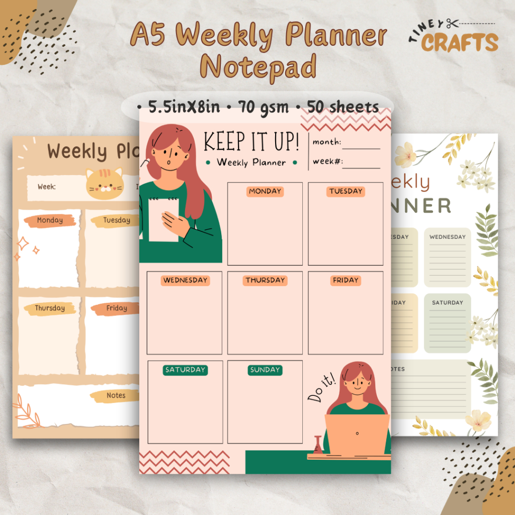 A5 Weekly Planner Notepad - Task Organizer | To Do And Goal Tracker ...