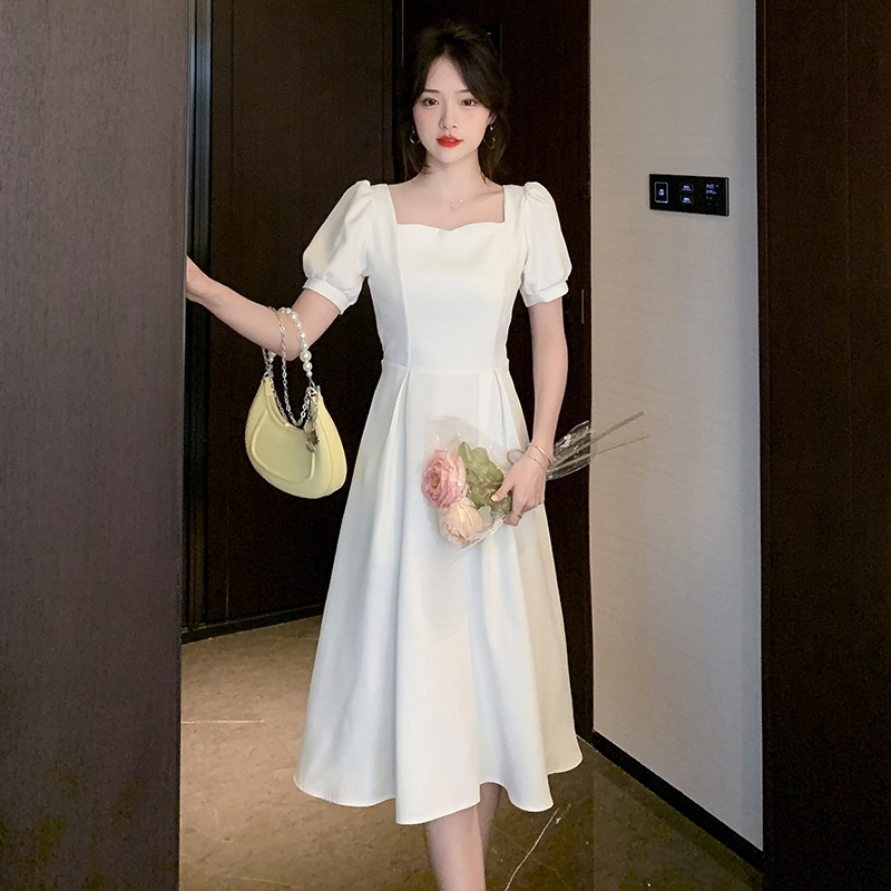 korean white dress for woman casual bodycon long dress plus size 2xl ...