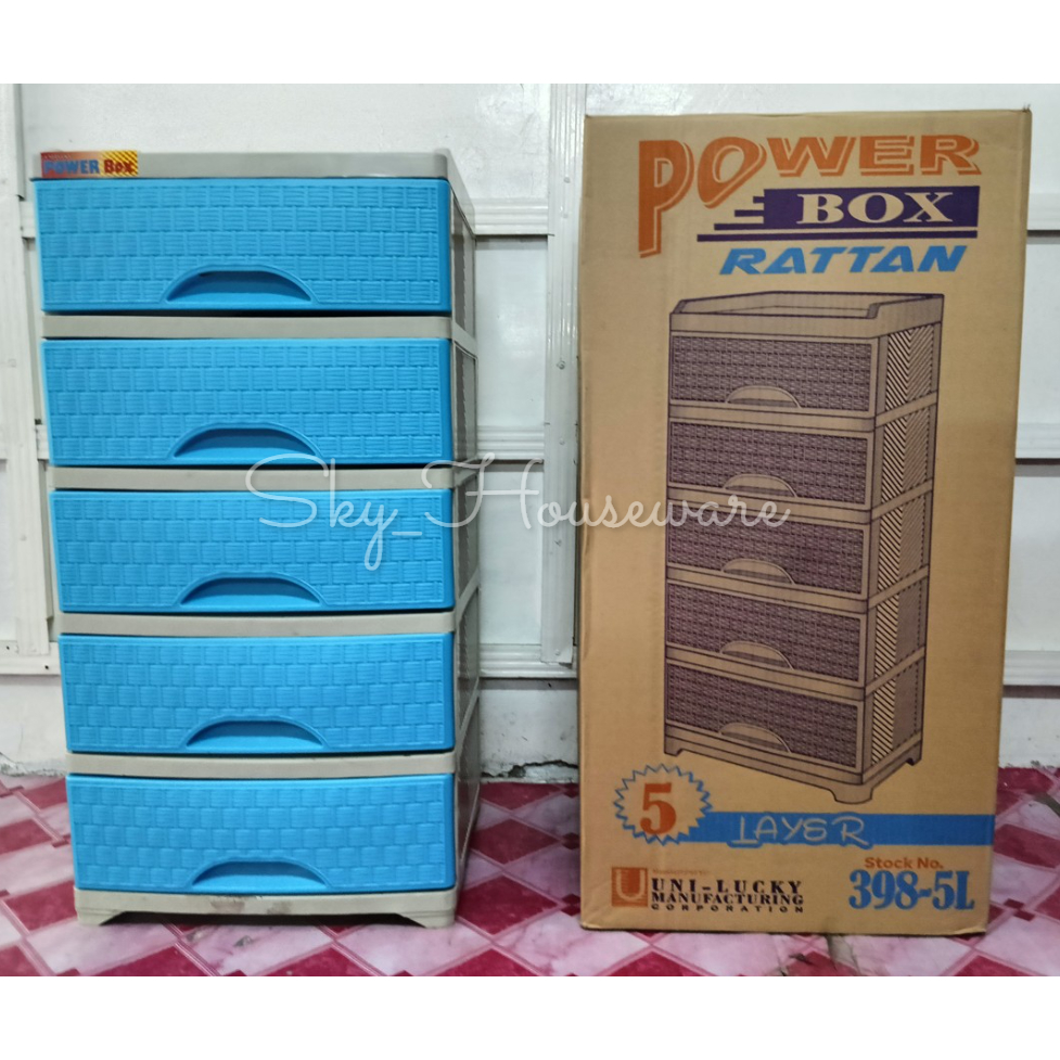 DRAWER RATTAN 5 LAYER UNILUCKY POWER BOX RATTAN #398-5L | Shopee ...
