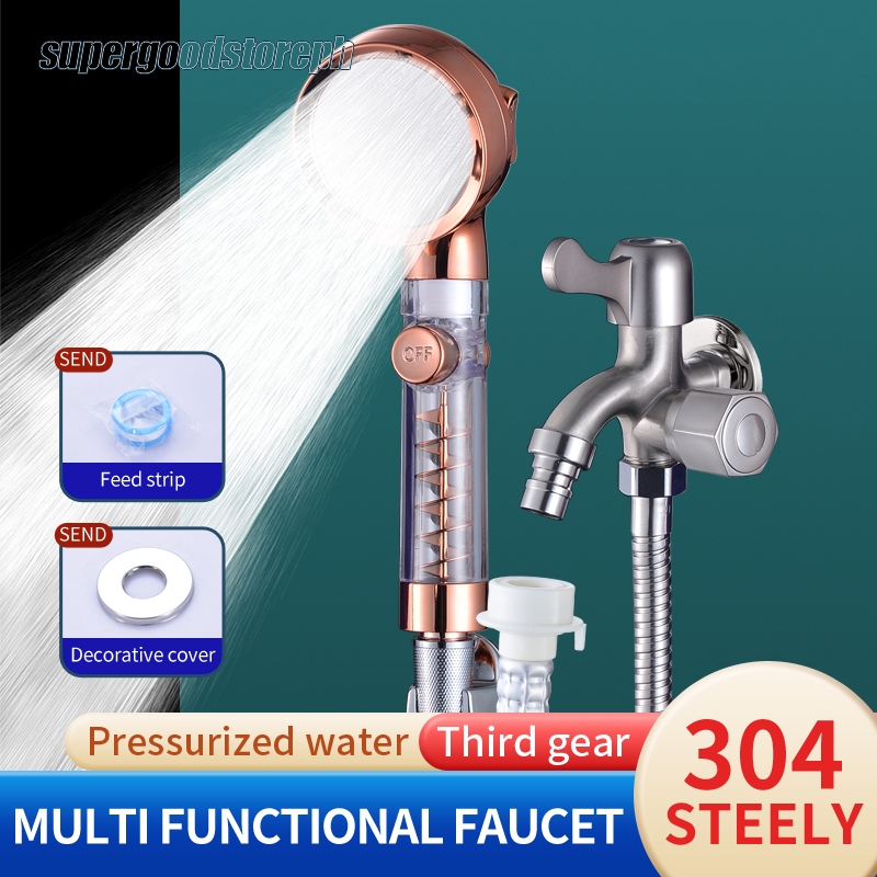 Super Pressurized Shower Head Set With Fan&Filter High Pressure Spray ...