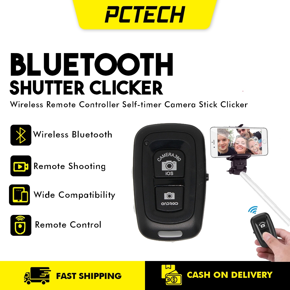 Pocporn Mini Selfie Wireless Bluetooth Remote Shutter Controller Self ...