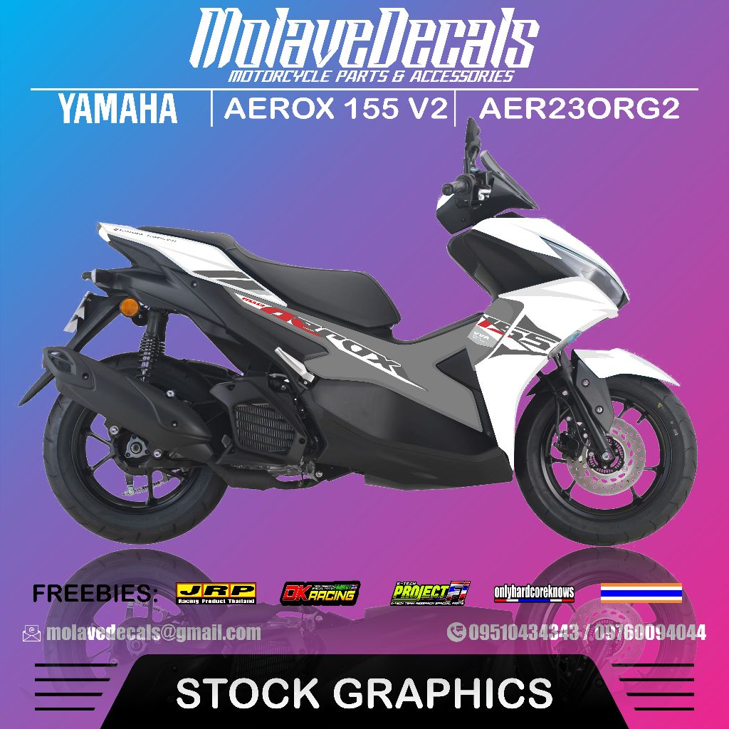 Yamaha Aerox 155 V2 2024 Stock Graphics for Premium White | Shopee ...