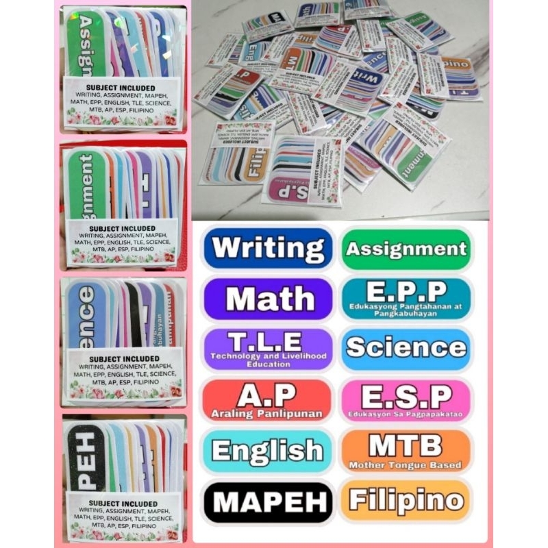 NOTEBOOK SUBJECT STICKER 12PCS(WATER PROOF) | Shopee Philippines