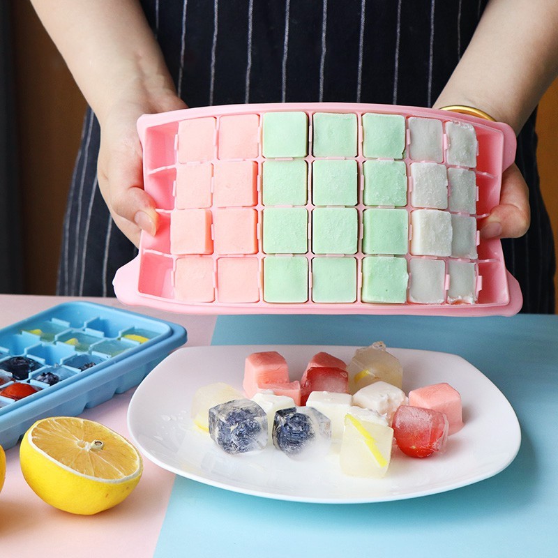 36 Grids Silicone Ice Cube Molder Tray Fruit Popsicle Maker with Square ...